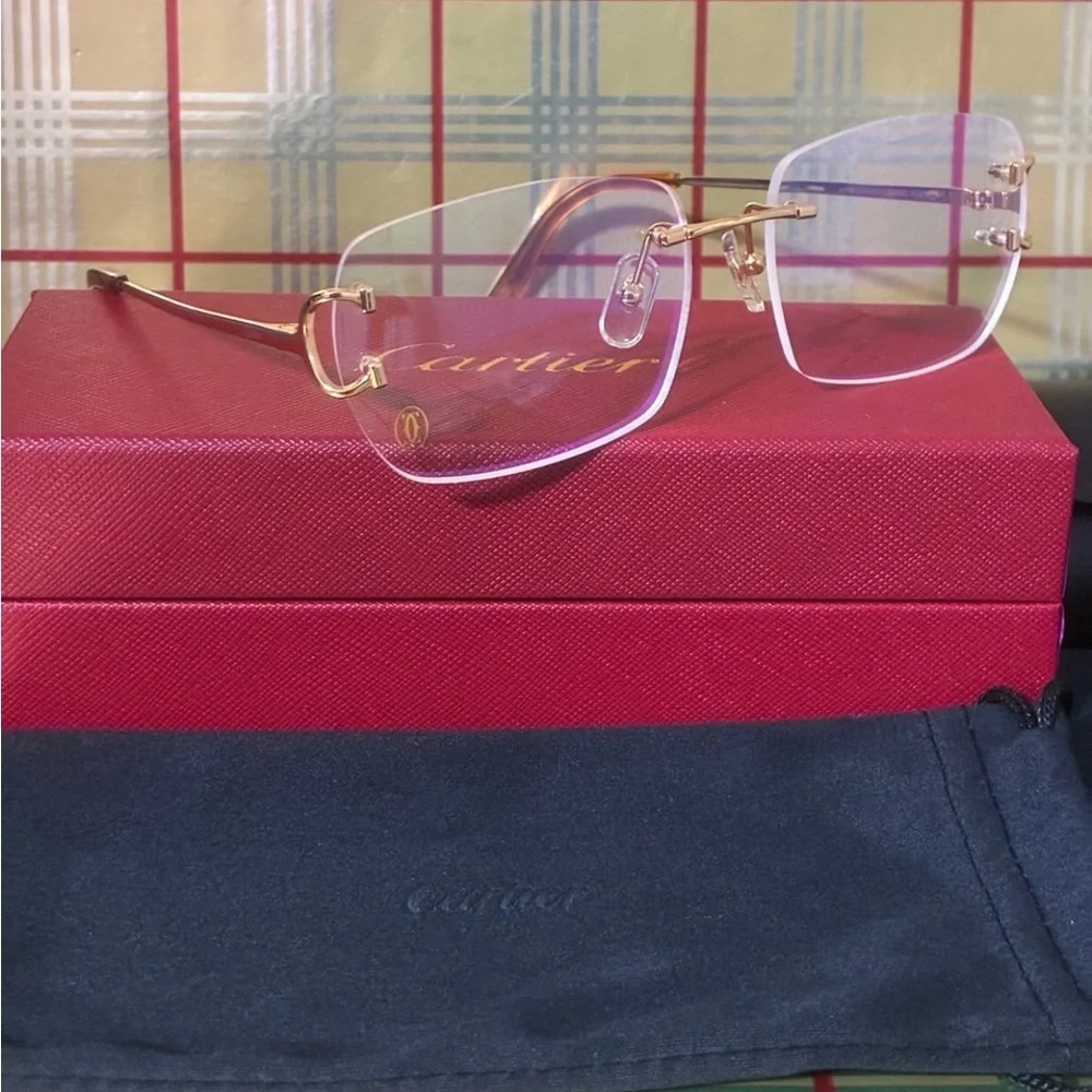 Cartier Unisex Big C Rimless Glasses